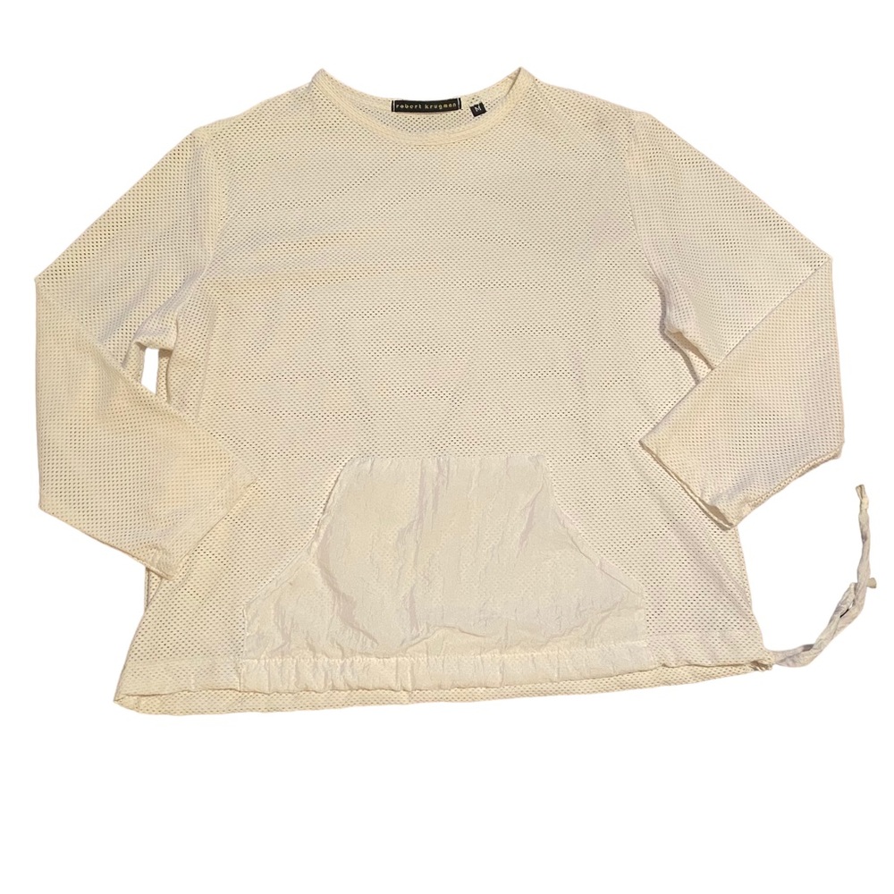 Robert Krugman M Long Sleeve mesh top with front pocket & adjustable drawstring
